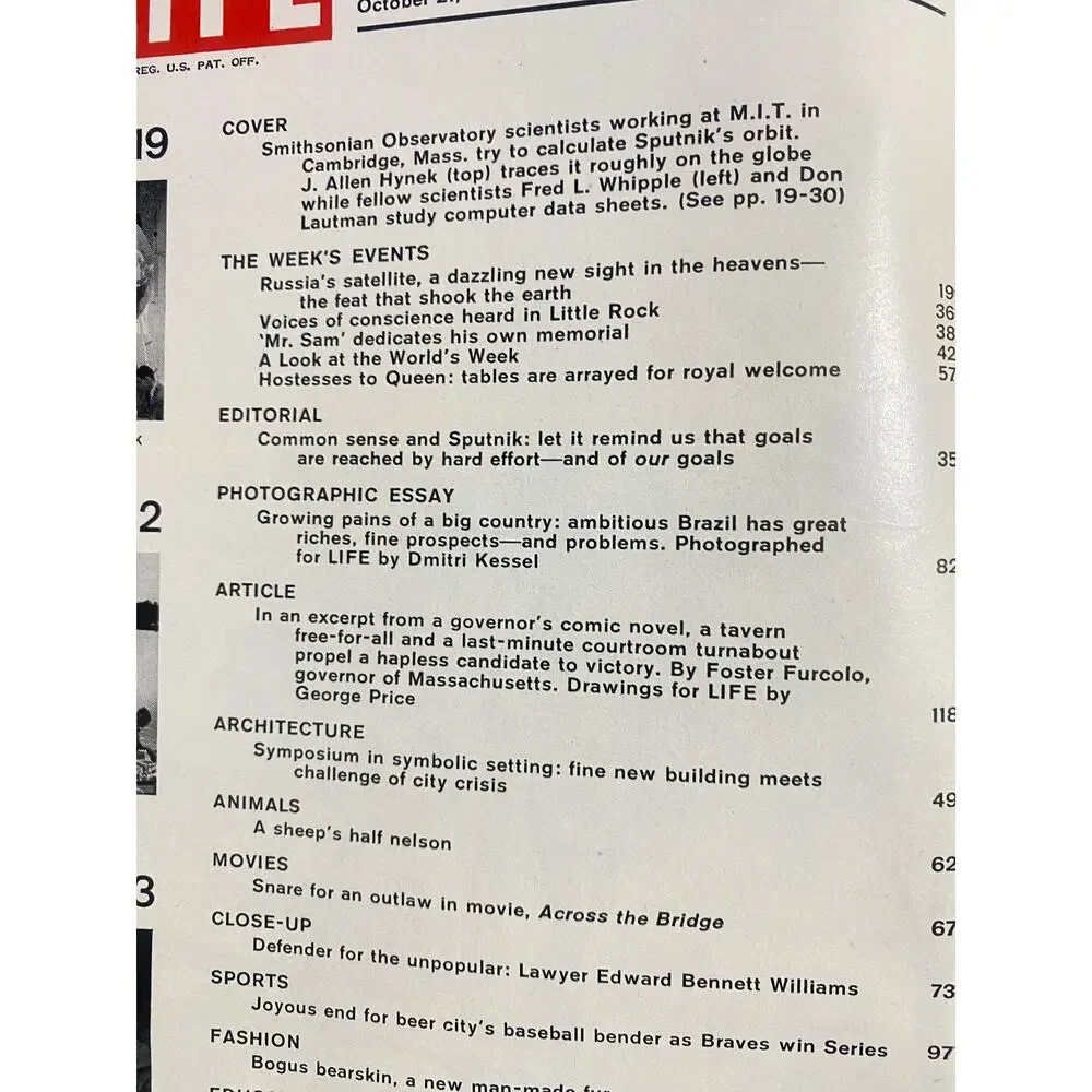 LIFE Magazine Oct 21 1957 Sputnik Satellite US Scientists Plot Orbit